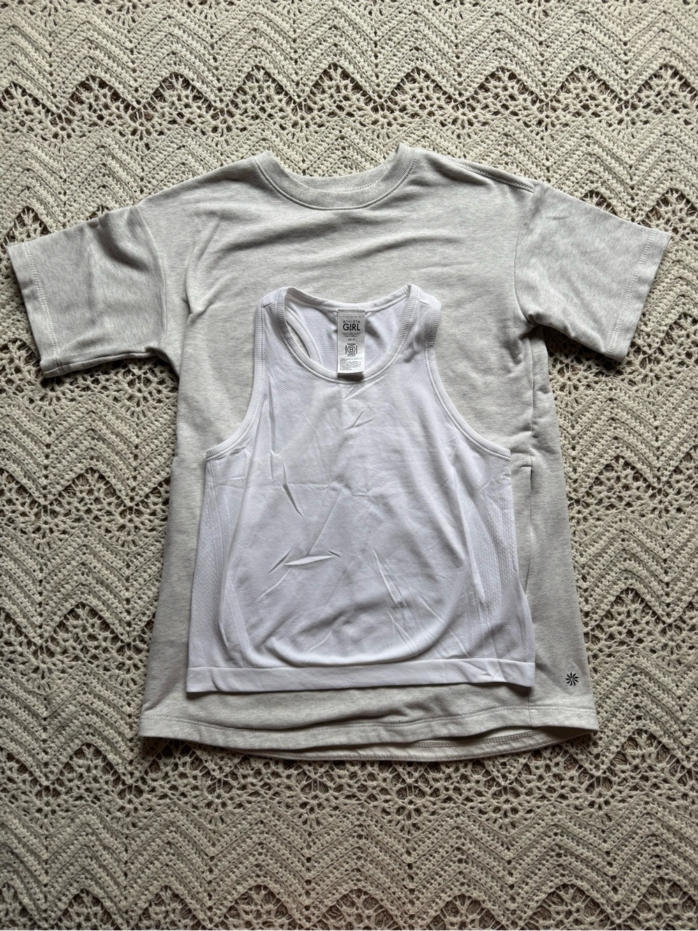 Athleta Girl 8-10 Bundle Oversized T-Shirt Dress White Compression Tank Top